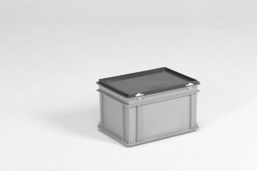 Caixa empilhável E-line 400x300x235 mm, 20L com tampa, cinza