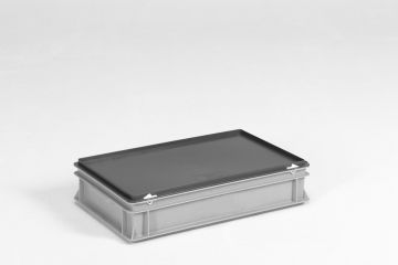 Caixa com tampa E-line 20L 600x400x135 mm, cinza