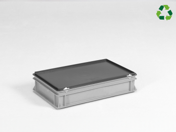 Caixa com tampa E-line 20L 600x400x135 mm, cinza