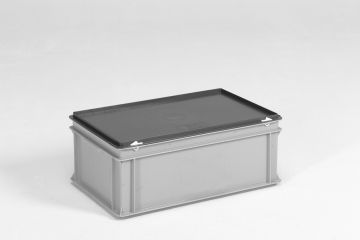 Caixa com tampa E-line 40L 600x400x235 mm, cinza