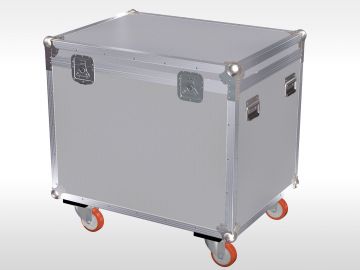 Flightcase universal sobre rodas com tampa de plástico removível e trancável
