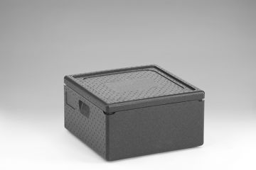 Caixa isotérmica em EPP, 480x480x260 mm, 35 L, com tampa, cinza escuro