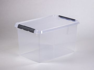 Caixa de armazenagem transparente c tampa 62L