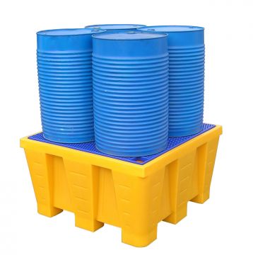 Bacia de retenção 880L, 1290x1290x705 mm, grelha plastica amarela (por unidade)