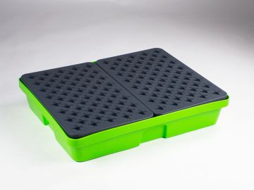 Bacia de retenção 60 litros, 810x640x150 mm com grelha plástica, verde