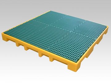 Pavimento retenção 120 L, 1245x1245x115 mm, grelha plástica, amarelo