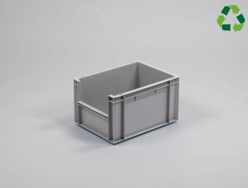 Caixa de armazém 20 L 400x300x230 mm, abertura frontal, cinza