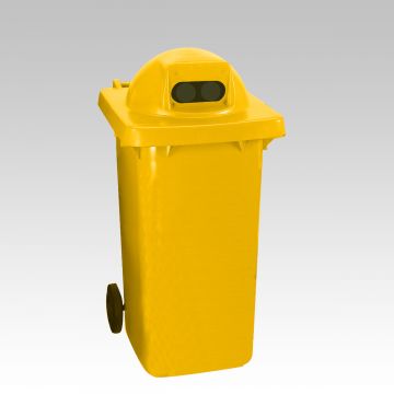 Contentor 240L, 2 rodas, tampa redonda c 2 orifícios ovais amarelo