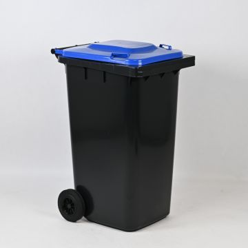 Contentor de lixo 240L com 2 rodas, antracite com tampa azul