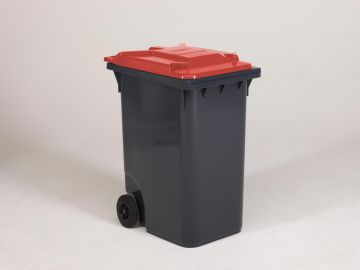 Contentor de lixo 360L com 2 rodas, antracite com tampa vermelho