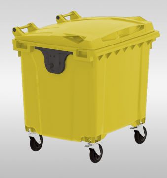 4-Wheel container 1100L, yellow