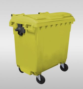 Contentor 770 L, 4 rodas, 1370x780x1365 mm, amarelo