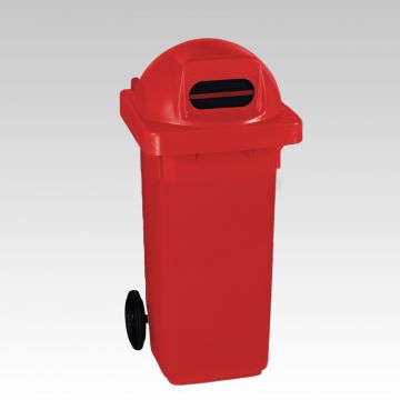 Contentor 120 L 2 rodas, tampa redonda c/ranhura vermelho