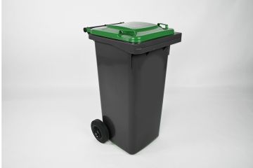 Contentor de lixo 120L com 2 rodas, antracite com tampa verde