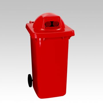 Contentor 240L, 2 rodas, tampa redonda c 2 orifícios ovais vermelho