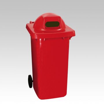 Contentor 240 L 2 rodas, tampa redonda c/abertura vermelho