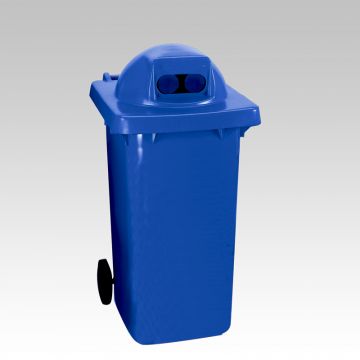 Contentor 240L, 2 rodas, tampa redonda c 2 orifícios ovais azul