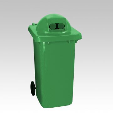 Contentor 240L, 2 rodas, tampa redonda c 2 orifícios ovais verde
