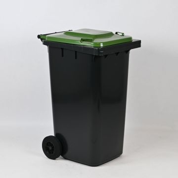 Contentor de lixo 240L com 2 rodas, cinza com tampa verde