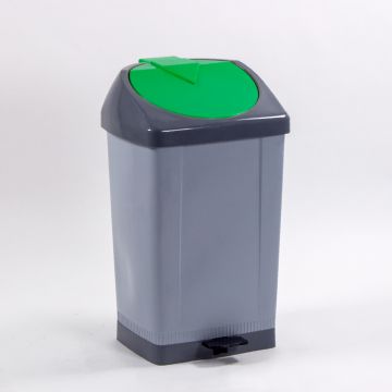Contentor 60 L com pedal, medidas 430x370x730 mm, cinza/tampa verde