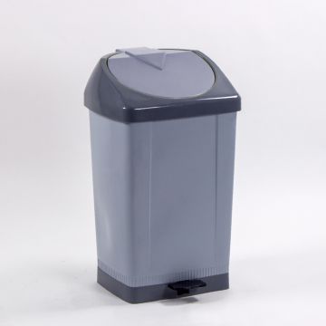 Contentor 58 L com pedal, medidas 430x400x750 mm, cinza/tampa cinza