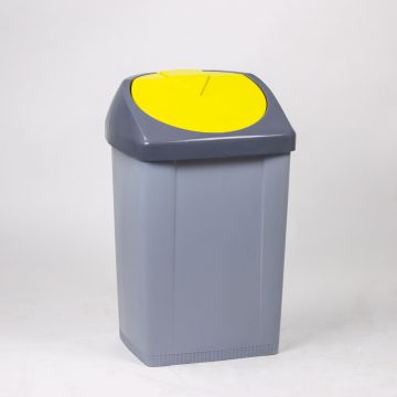 Contentor 58 Ll, medidas 430x400x750 mm, cinza/tampa amarelo