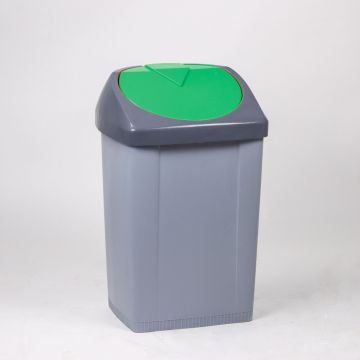 Contentor do lixo 58L, 430x400x750 mm, cinza/tampa verde