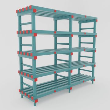 Estante higiénica em plástico 200x50x177 cm, com 5 prateleiras de 50 cm