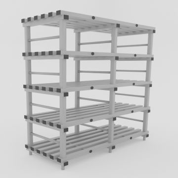Estante higiénica em plástico 200x60x177 cm, com 5 prateleiras de 60 cm