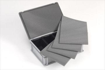 Conj. espumas para tampa e fundo de caixa 255x155x5mm cinza