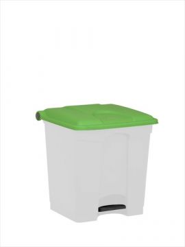 Contentor com pedal 30 L  400x400x435mm, branco c tampa verde (por unidade)