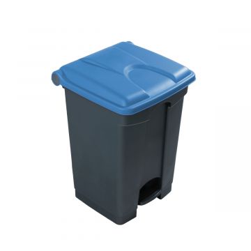 Contentor com pedal 45 L  400x400x600 mm, cinza c tampa azul