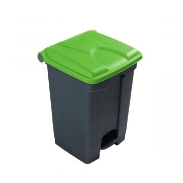 Contentor com pedal 45 L  400x400x600 mm, cinza c tampa verde