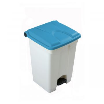 Contentor com pedal 45 L  400x400x600 mm, branco c tampa azul