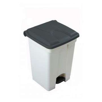 Contentor com pedal 45 L  400x400x600 mm, branco c tampa cinza