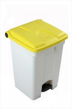 Contentor do lixo com pedal 45L, 400x400x600 mm, branco/amarelo