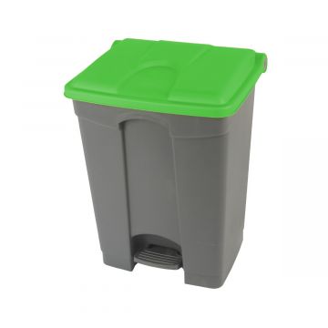 Contentor com pedal 70 L  500x410x670 mm, cinza c tampa verde