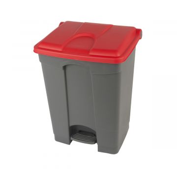 Contentor com pedal 70 L  500x410x670 mm, cinza c tampa vermelho