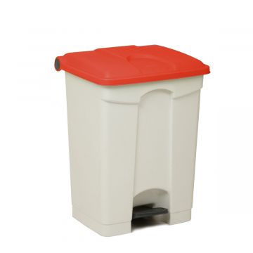 Contentor com pedal 70 L  500x410x670 mm, branco c tampa vermelho