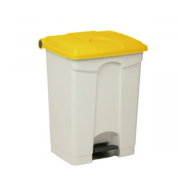 Contentor com pedal 70 L  500x410x670 mm, branco c tampa amarelo