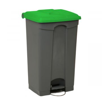 Contentor com pedal 90 L  500x410x820 mm, cinza c tampa verde