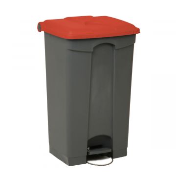 Contentor com pedal 90 L  500x410x820 mm, cinza c tampa vermelho
