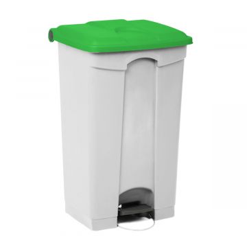 Contentor com pedal 90 L  500x410x820 mm, branco c tampa verde