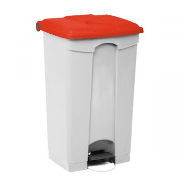 Contentor com pedal 90 L  500x410x820 mm, branco c tampa vermelho