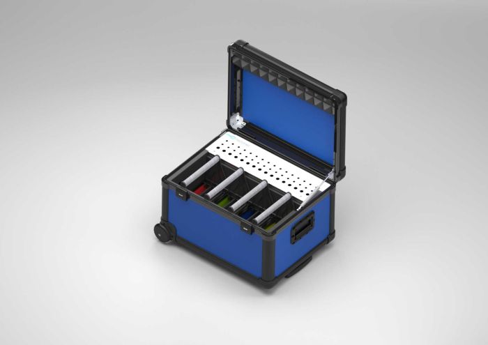 Mala de transporte Carregar e Sincronizar 613x473x414 mm com cestos para 16 tablets