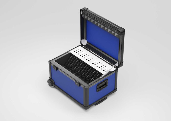 Mala de transporte Carregar & Sincronizar 613x473x414 mm com separadores para 16 tablets