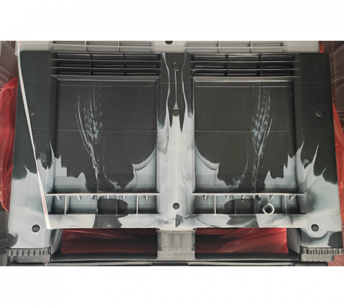 Caixa palete 610 l, 1200x1000x780 mm, com 3 patins, cor mármore