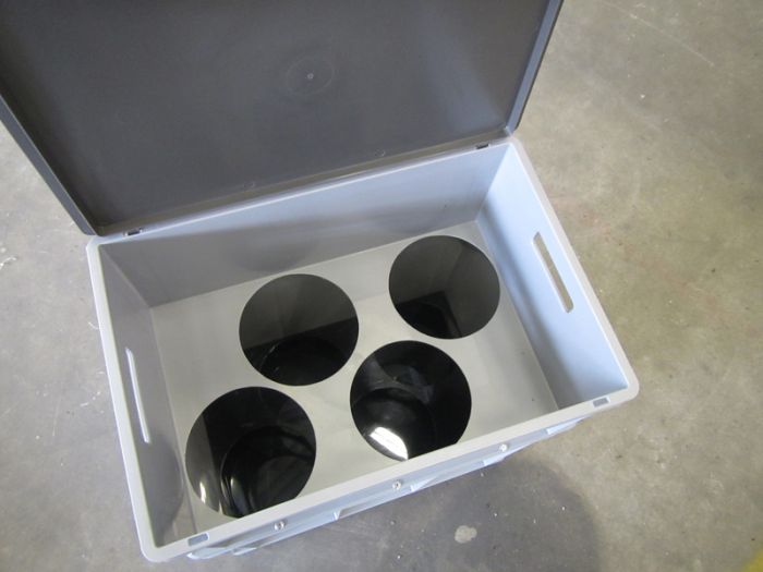 Caixote de transporte para 4 garrafas de ar comprimido Ø190 mm, 600x400x633 mm (per stuk)