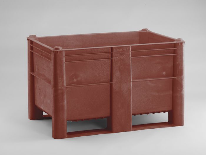 Caixa Palete Higiénica 1200x800x740 mm 520 L fechada 2 patins marrom