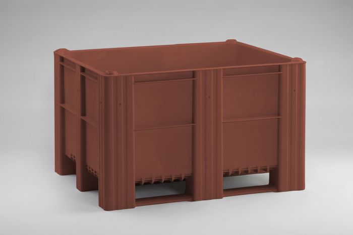 Caixa Palete 630 L, 1200x1000x760 mm, 3 patins, castanha